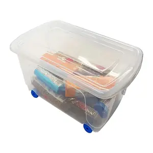 2 x 45 Litre Strong Plastic Storage Boxes For Home, Office & Schools Complete With Lid & Built In Wheels