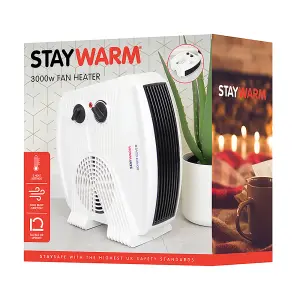 StayWarm 3000w Upright / Flatbed Fan Heater - White