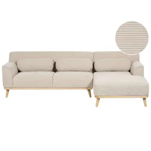 Corner Sofa SIMOS Light Beige Corduroy Left Hand