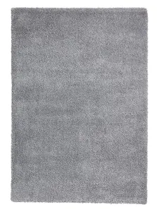 Grey Plain Shaggy Modern Plain Easy to Clean Soft Rug For Dining Room -120cm X 170cm