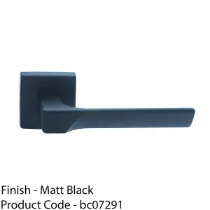 Premium Contoured Door Handle Set - Matt Black Sleek Lever On Square Rose