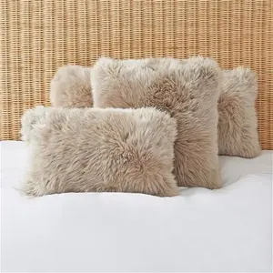 Dorma Natural Sheepskin Square Cushion, Animals, Natural