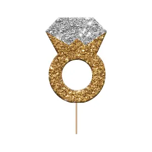 Anniversary House Ring Engagement Cupcake Topper (Pack of 12) Gold/Silver (One Size)