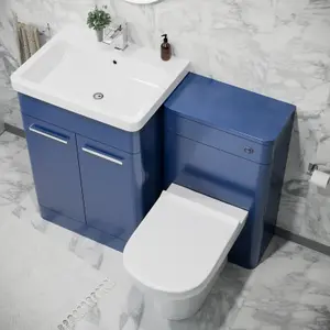 Nes Home 600mm Freestanding Vanity Unit with Basin, BTW Toilet, WC unit Royal Blue