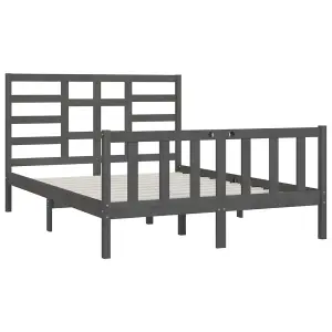 Berkfield Bed Frame Grey Solid Wood 150x200 cm 5FT King Size