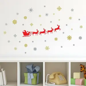 Christmas Santa Sleigh Wall Stickers Wall Art, DIY Art, Home Decorations, Decals