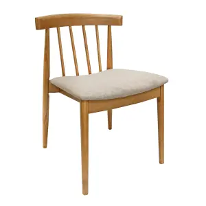 Goran Dining Chair Oak Frame Beige Seat (Pair in a Box)