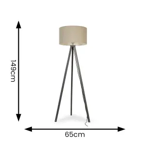 ValueLights Barbro Modern Grey Wood Tripod Floor Lamp Base