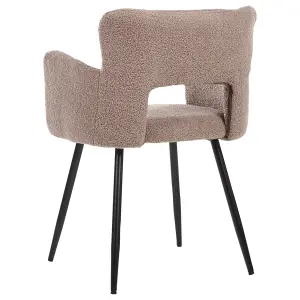 Set of 2 Dining Chairs SANILAC Boucle Brown