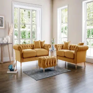 Sofas Express Tulip Ochre Yellow Velvet  2 Seater Sofa