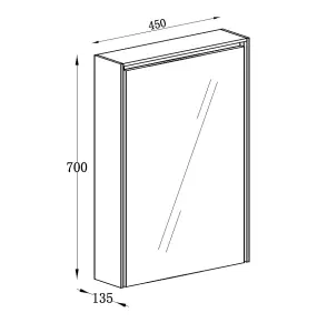 Norton White Single Bathroom Mirrored LED Wall Cabinet (W)450mm (H)700mm