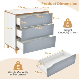 Costway 3-Drawer Chest Storage Cabinet Dresser Freestanding Organizer Anti-tripping