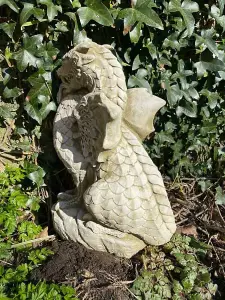 Scaly Dragon Stone Statue Outdoor Garden Ornament British Made Celtic Sculpture