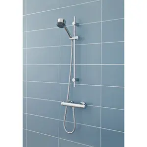 ENKI Dune Chrome Contemporary Brass Thermostatic Bar Shower Mixer Valve 1/2"