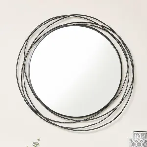 Melody Maison Large Black Swirl Wall Mirror - 88cm x 85cm