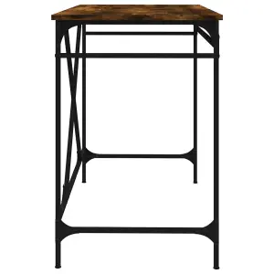 Berkfield Desk Smoked Oak 100x50x75 cm Engineered Wood and Iron