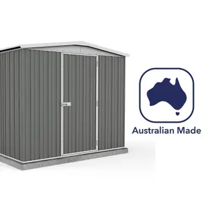 Absco 7.5ft x 5ft Metal Garden Storage Shed Apex Grey Outdoor Building Single Door