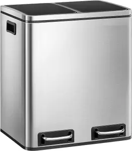 30L Recycle Bin Trash Can with Inner Classified Bins 2 x 15L for Kitchen Stainless Steel LTB30H