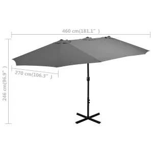 Berkfield Outdoor Parasol with Aluminium Pole 460x270 cm Anthracite