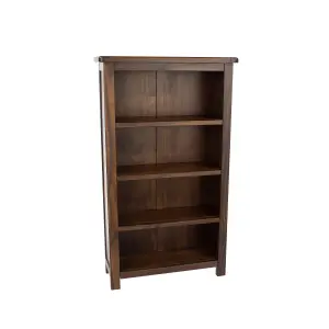 4 shelf medium bookcase, rich dark brown lacquer finish