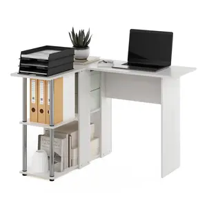 Angulo L-Shape Computer Desk White / White Oak