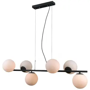 Luminosa Modern Hanging Pendant Black 6 Light  with White Shade, G9