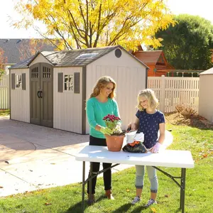 Lifetime 15 Ft. x 8 Ft. High-Density Polyethylene (Plastic) Outdoor Storage Shed with Steel-Reinforced Construction