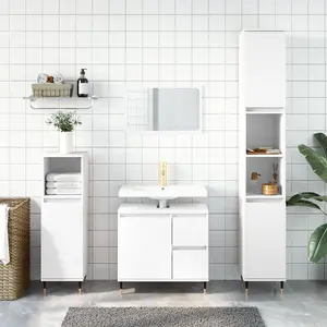 Berkfield Bathroom Cabinet White 30x30x190 cm Engineered Wood