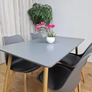 Grey Kitchen Dining Table With 4 Grey Tulip Chairs Table Set Of 4