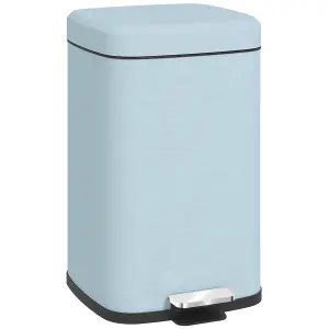 HOMCOM 20L Kitchen Pedal Bin, Metal Rubbish Bin with Soft-close Lid, Light Green