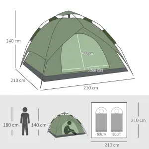 Outsunny 2 Man Pop Up Tent Camping Festival Hiking Family Travel Shelter