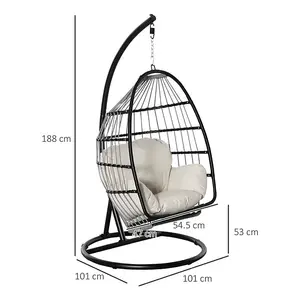 Rattan Hanging Egg Chair with Folding Design