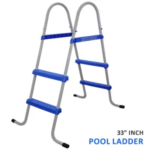 33 Inch Double-Sided Pool Step Ladder Metal Frame for Above-Ground Swimming Pools