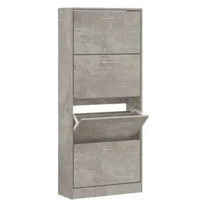 Berkfield Shoe Cabinet Concrete Grey 63x24x147 cm Engineered Wood