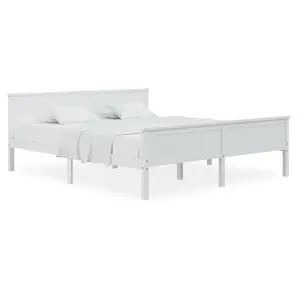 Berkfield Bed Frame White Solid Wood Pine 200x200 cm