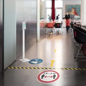 Durable Adhesive ISO "Social Distancing" Sign Safety Floor Sticker - 43cm