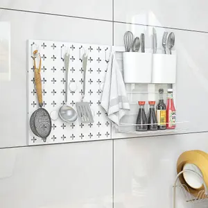 Costway Pegboard Wall Organizer Kit Wall Mount Display 2 Pegboard Panels Kits Storage