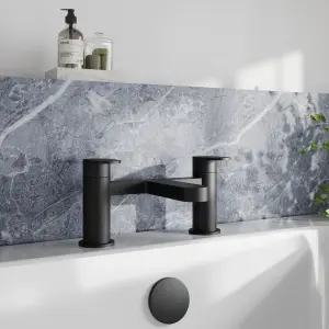 Round Deck Mounted Bath Filler Tap - Matt Black - Balterley