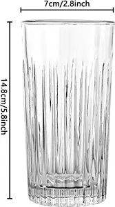 simpa 350ml Pleated Embossed Highball Drinking Glasses, Set of 6