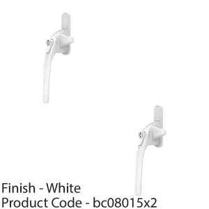 2 PACK - White Cockspur Locking Window Handle - Right Hand - 9 13 17 & 21mm Rebate