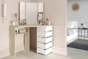 parisot Corner dressing table white/oak affect