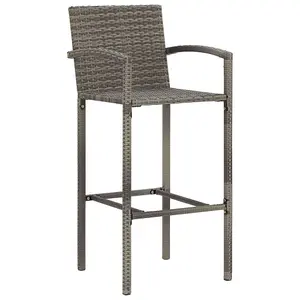 5 Piece Garden Bar Set Grey Solid Wood Acacia and Poly Rattan