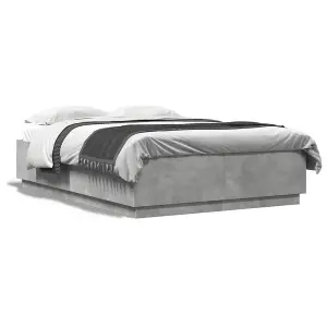 Berkfield Bed Frame with LED without Mattress Concrete Grey 160x200 cm