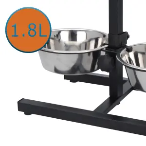 Pet Dog Bowls 2 Stainless Steel Adjustable Height Stand Food Water Bowls Feeding Kitchen Accessories