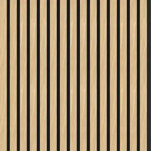 Wood Slat Wall Panels- Classic Oak Black Acoustic Felt - 2400x600x22mm - Premium Quality by Proclad