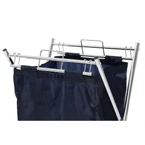 Essentials by Premier CHROME And BLUE LAUNDRY CART WITH LAUNDRY BAG