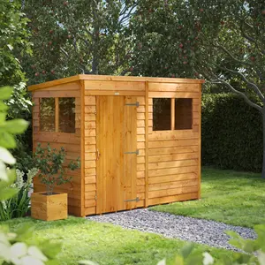 4.3 ft. W x 8.3 ft. D Solid Wood Overlap Pent Garden Shed