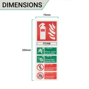 EAI - First Extinguisher Sign Foam 75x200mm Self Adh Semi Rigid PVC - Pack of 2