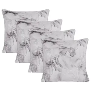 4 Pack Marble Matte Velvet Cushion Covers, Mono - 45 x 45cm