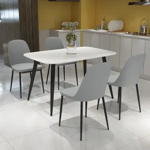 Core Products Aspen White 120cm Rectangular Dining Table with 4 Grey Plastic Duo Design Chairs